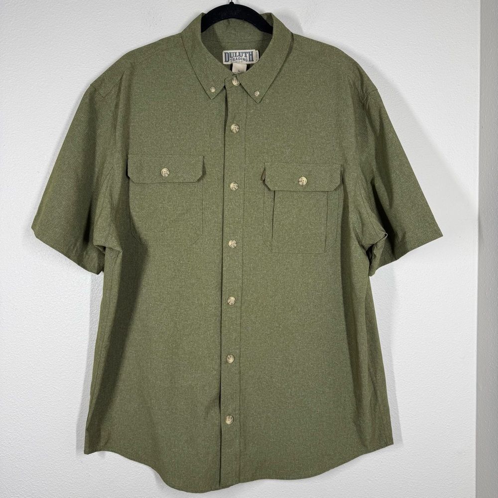 Duluth Men's Breezeshooter Relaxed Fit Shirt Green Guide Safari Outdoors Large